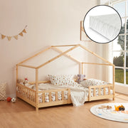 Letto per Cameretta Treviolo a Forma di Casetta con Materasso 120x200 cm Legno Naturale [en.casa] [neu.haus]