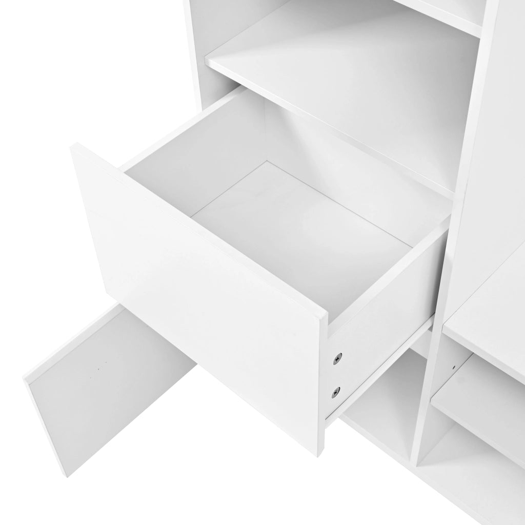 Mobile Ingresso con Specchio e Panca; Scarpiera con Ganci; Cassetti e Ripiani; Stile Moderno; in MDF; Bianco; 90??34;5??190 cm