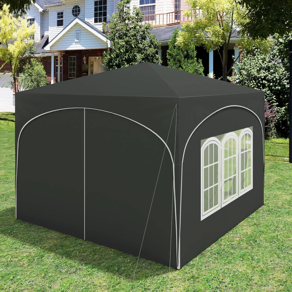 Gazebo Pieghevole da Giardino, Gazebo Idrorepellente Pop Up da 3x3m Pannelli Laterali, Tendone Esterno, Altezza Regolabile, Protezione UV, con Custodia Grigio