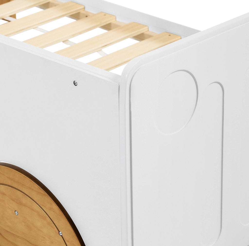 Letto per bambini a forma di auto 90 x 200 cm in legno massello e MDF; bianco