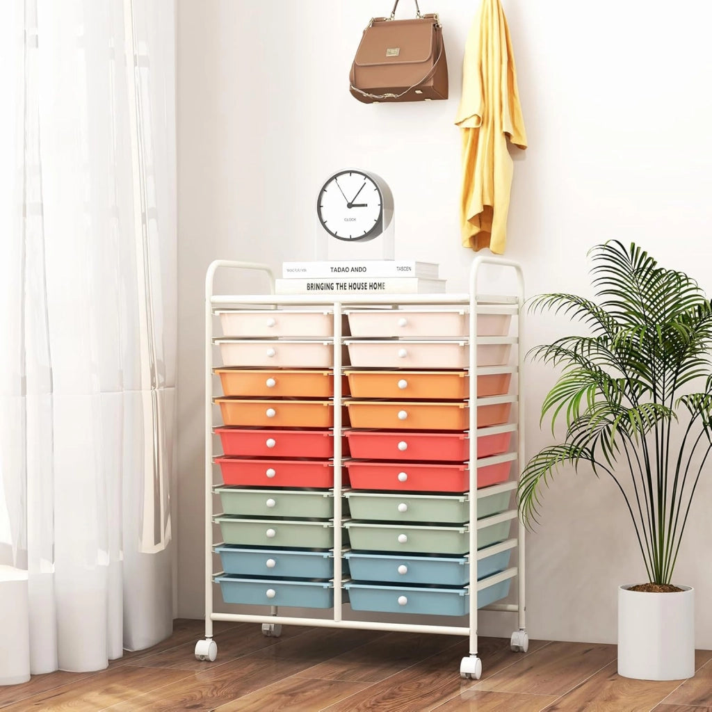 Carrello con 20 cassetti, impilabile, per cassetti, da cucina, bagno, ufficio, 64 x 39 x 88 cm (colorato 2)