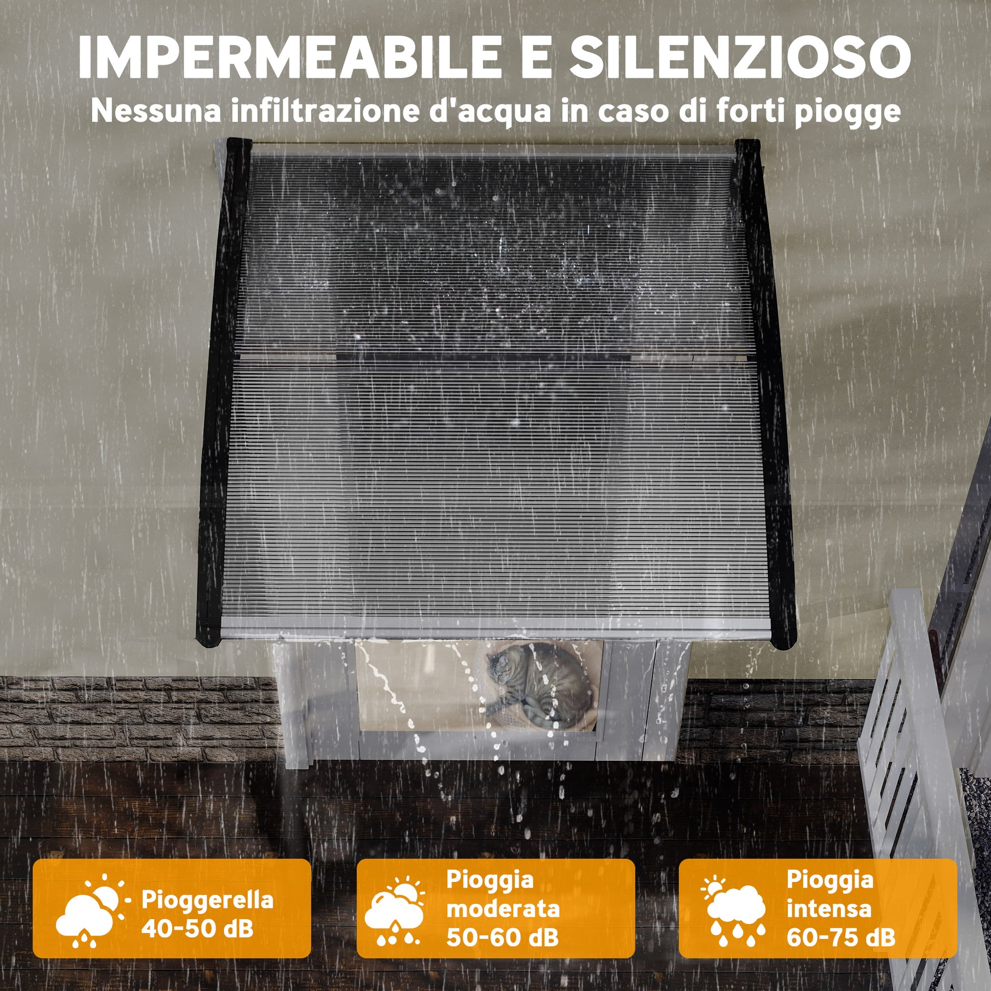 Tettoia da Esterno 103x96,5x27cm per Porte e Finestre in Policarbonato Trasparente