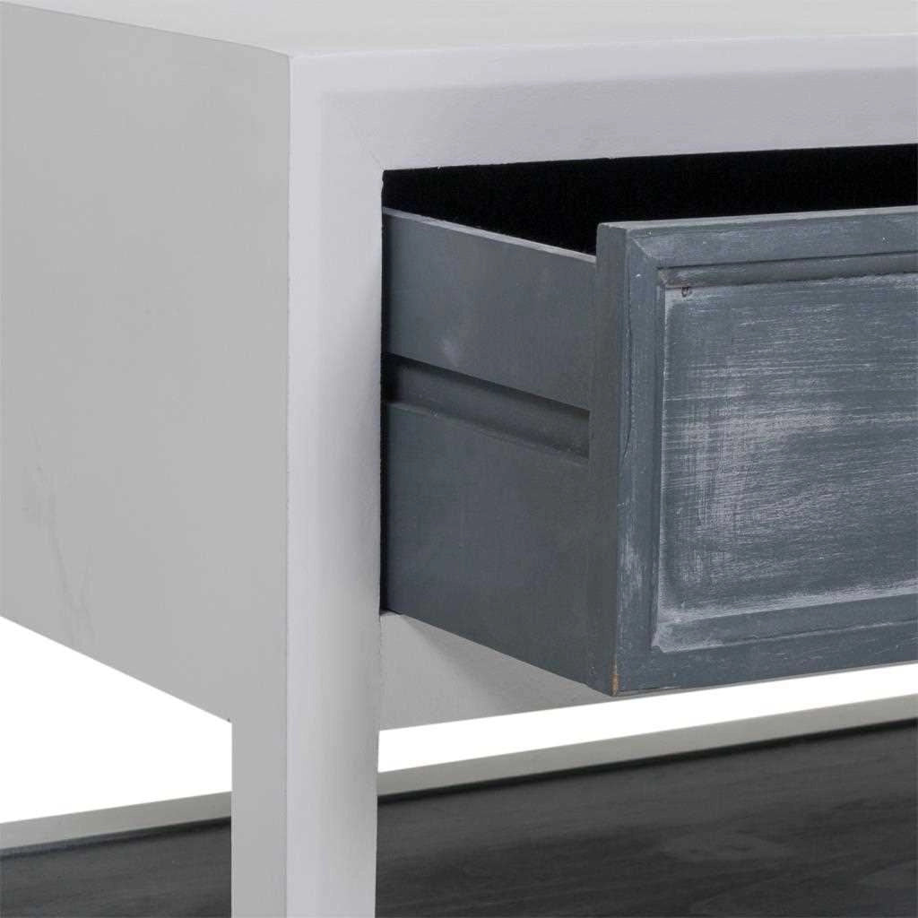 Tavolino da centro in legno laccato bianco e grigio 104x51x53h