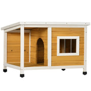 CUCCIA PER CANI DA ESTERNO IN LEGNO DI ABETE CON VERANDA COPERTA E TETTO INCLINABILE, 85.5X62X60 CM, MULTICOLORE