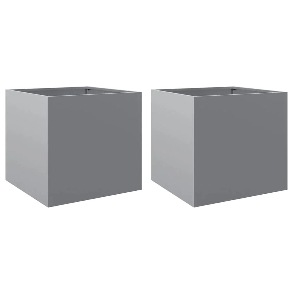 Fioriera rialzata per piante fiori giardino terrazze set da 2 argento 42 x 40 x 39 cm acciaio zincato argento 02_0039011