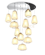 SOSPENSIONE CROMO 12 LUCI TONDA VETRI 3X ALPHA + 4X BETA + 5X GAMMA AMBRA 1176CR-S12 T ABG-AM