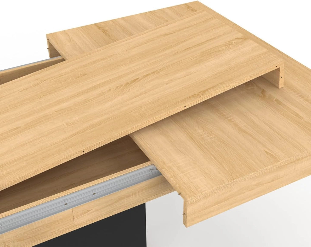 Tavolo da pranzo allungabile rettangolare Eden 4-6 persone legno e nero 120-160 cm