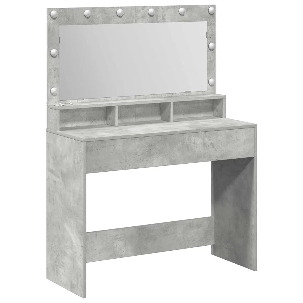 Toeletta | Tavolo da Trucco con specchio Grigio cemento 100 x 41 x 135 cm