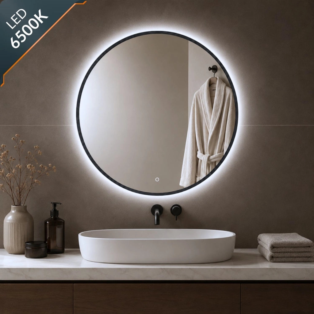 Specchio tondo retroilluminato led con interruttore touch *** misura Ø60, tonalità dimmerabile 2700-4500-6500k, con...