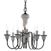 Lampadario Classico Sanremo Metallo E Ceramica Bianco Sfumato Argento 8 Luce E14