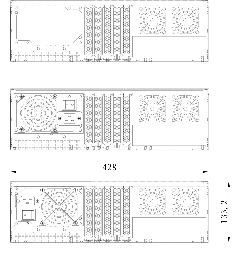 Chassis Industriale da Rack 19'' 3U Ultra Compatto Nero