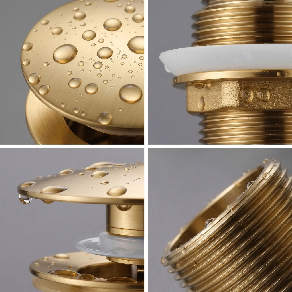 Piletta Click Clack lavabo senza troppo pieno acciaio inossidabile Oro