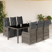 vidaXL Set Bistrò da Giardino 7 pz con Cuscini in Polyrattan Grigio
