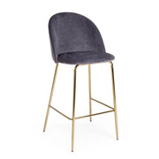 Set di 2 Sgabelli Bar in Velluto con Gambe Dorate - SIMON