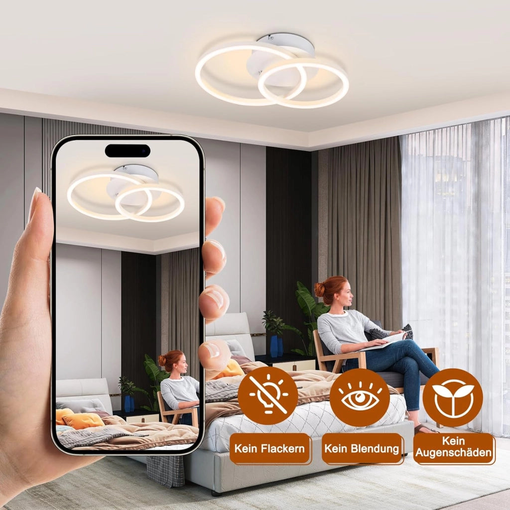 ZMH Lampada da soffitto plafoniera LED rotonda moderna 24W 3000K per soggiorno corridoio