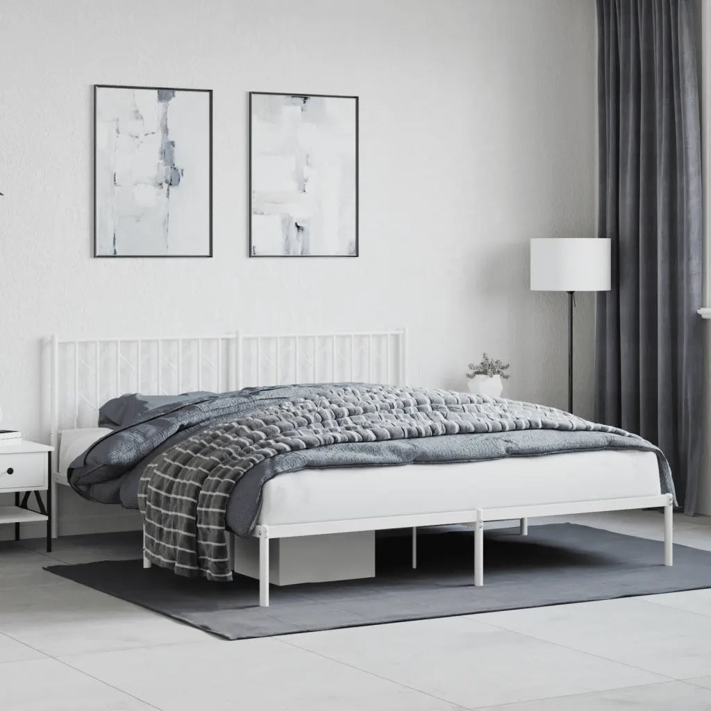 Giroletto con Testiera-Struttura Letto con testiera Metallo Bianco 183x213 cm 311124