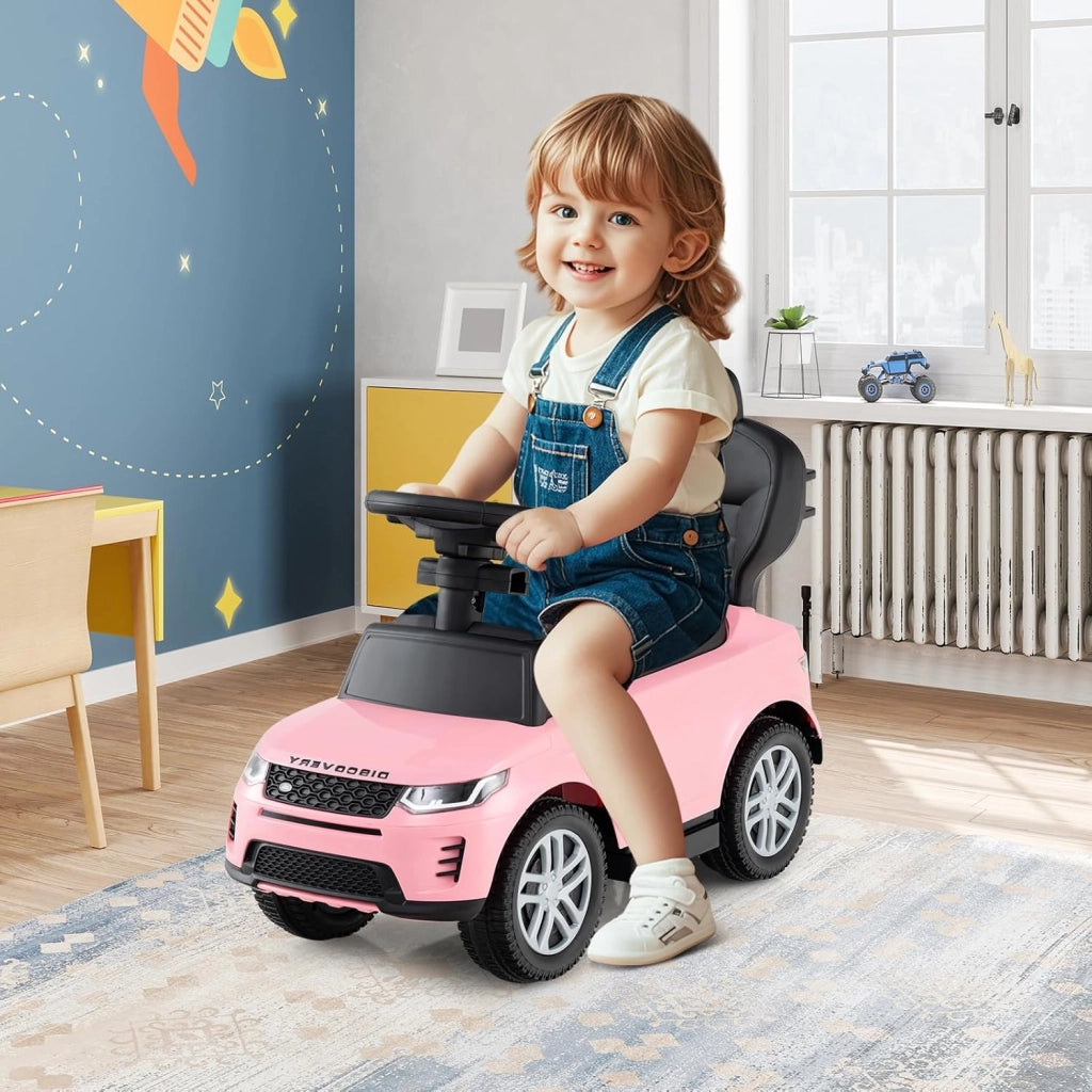 Macchina Cavalcabile per Bambini 1-3 Anni, Cavalcabile Bambino 3 in 1, Pignée Amovibile, Guida Realistica con Volante, Clacson, Musica, Carico 25 kg, Ruote Antiscivolo, Regali Bambini (Rosa)