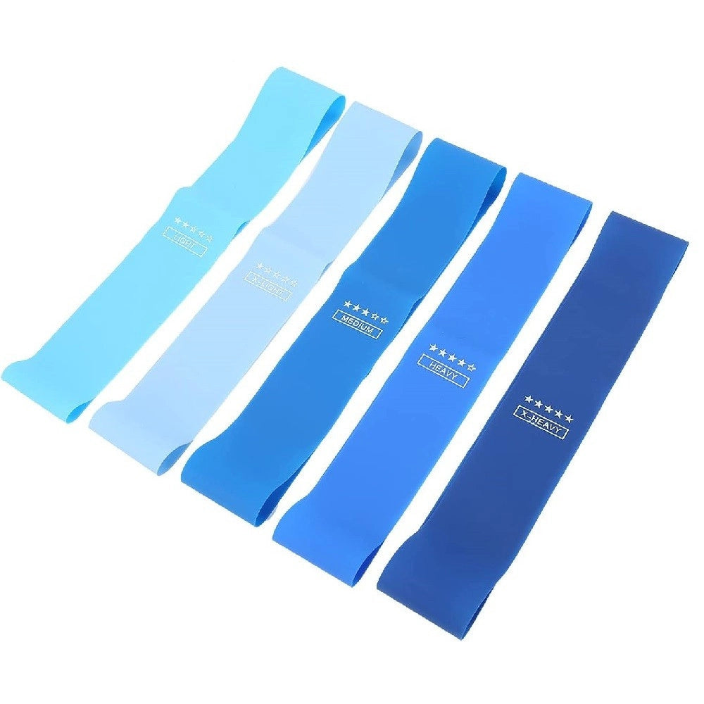 Trade Shop - Set 5pz Fasce Elastiche Resistenza Fitness In Lattice Vari Esercizi Yoga Palestra -