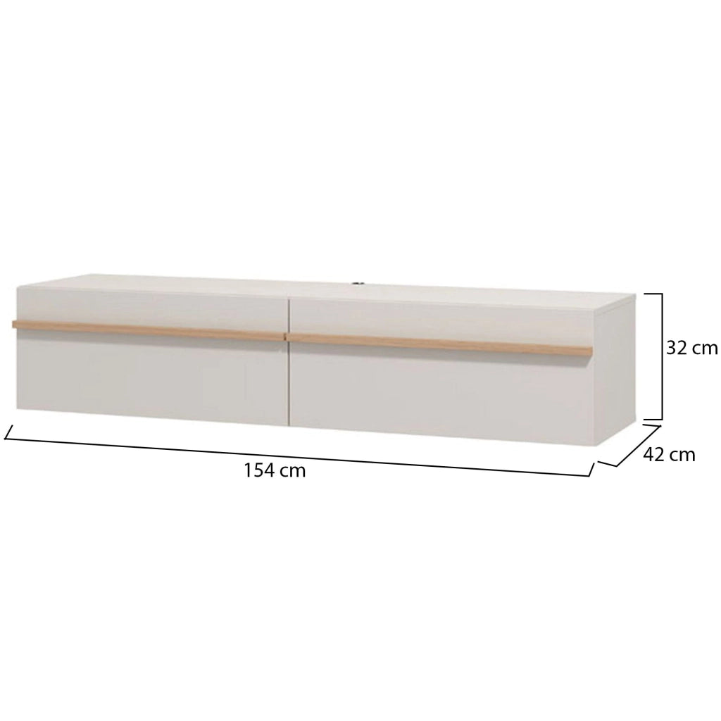 Carcare, Mobile Porta tv un Ripiano, 154x41.5x32h cm Beige