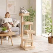 Cat Tree 45.5x49x103 Cm Solid Pine Wood
