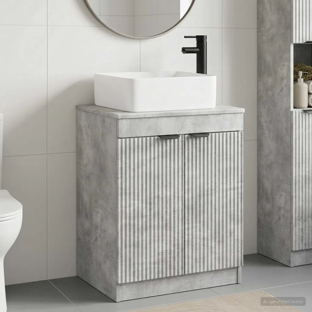 Set di mobili per il bagno Grigio Cemento Legno ingegnerizzato 3404225