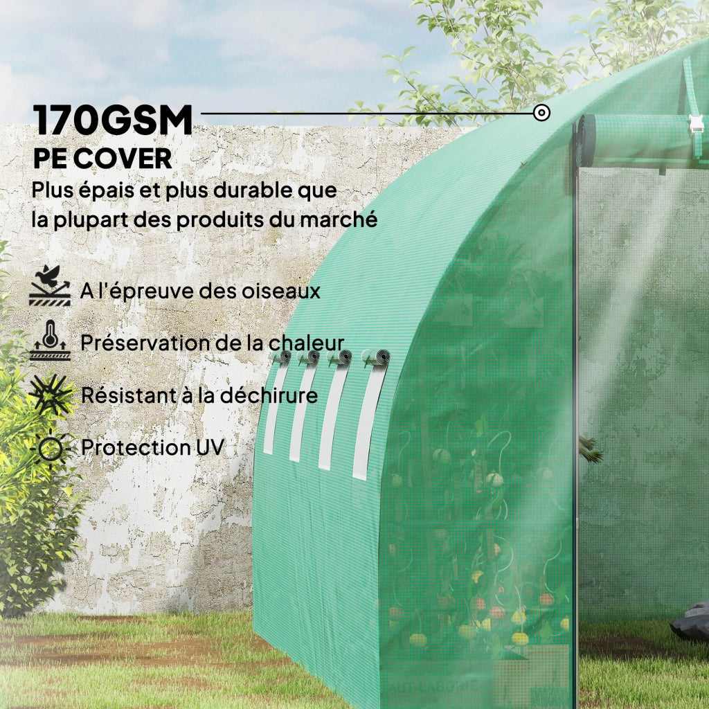 Serra tunnel da giardino ¨C zephmum ¨C 3x4x2 m verde acciaio galvanizzato PE
