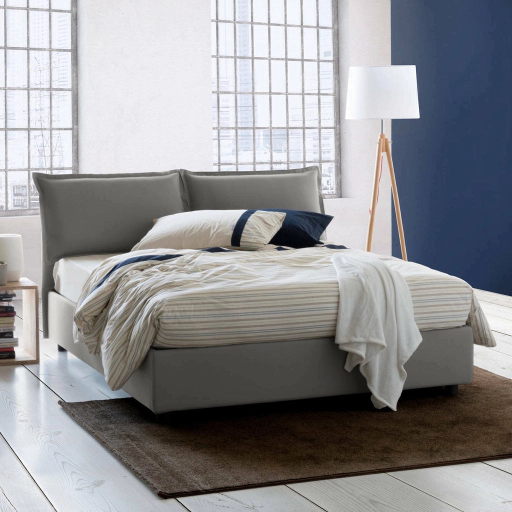 Letto Matrimoniale Amy, Letto Matrimoniale Materasso Incluso Made in Italy, Grigio