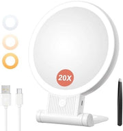 Specchio di trucco illuminato con ingrandimento - 3 modalità di colore e funzione di regolazione della luminosità