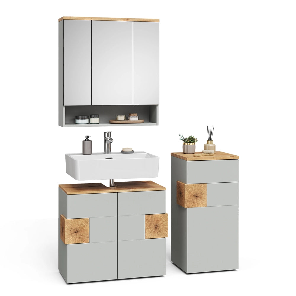 Vicco Set di mobili da bagno Grigio 3 parti