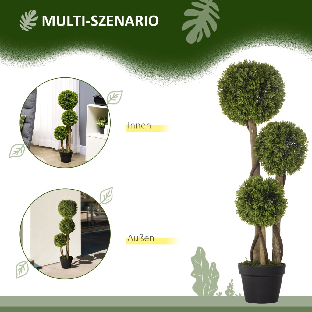 Pianta artificiale, 90 cm, pianta artificiale, bosso in vaso, albero artificiale con protezione UV, pianta da interno per soggiorno, verde chiaro