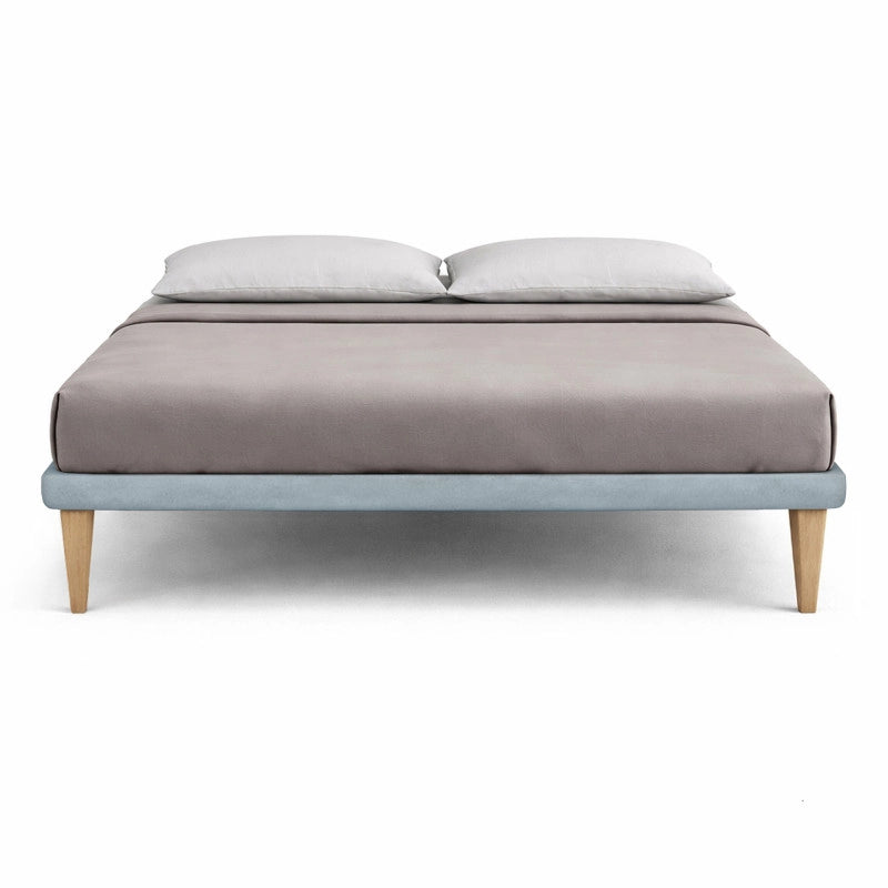 Letto imbottito Letto Matrimoniale alla Francese 140x200 cm Tessis - Con rete,Microfibra,Azzurro