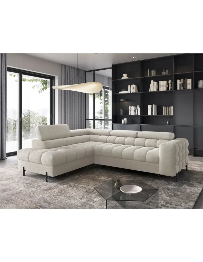 Divano ad angolo sinistro FERRUM Beige chiaro con contenitore 276x93x200cm