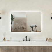 Specchio bagno Rettangolare 60x40cm Retroilluminato Con Led, 3 Luci, Design Moderno