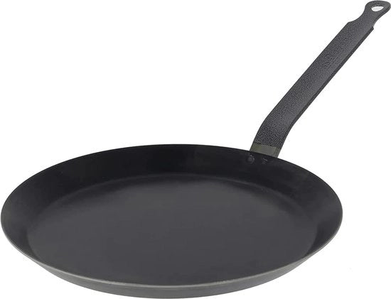 Padella per crêpes, manico in acciaio, spessore 2 mm, colore blu, diametro 18 cm
