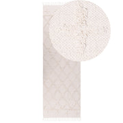 Tappeto geometrico cotone in stile boho 80 x 230 cm beige camera da letto salotto