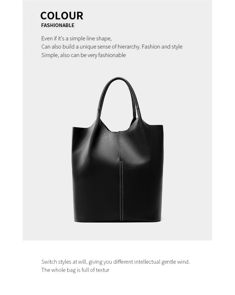 Borsa tote da donna di grande capacit¨¤ in vera pelle morbida, nera