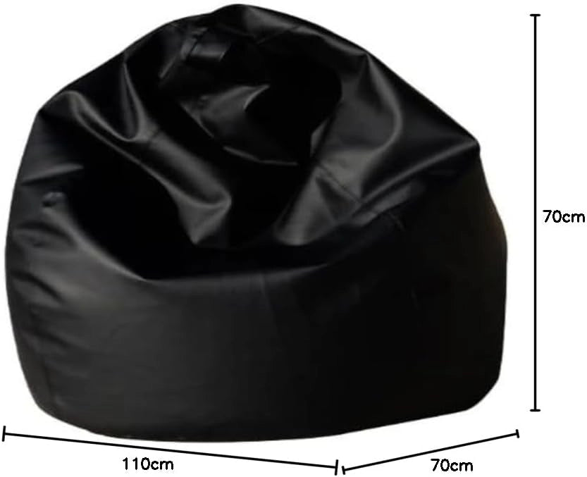 My Brand Pouf Poltrona a Sacco Nero Similpelle Sfoderabile 70x110 cm