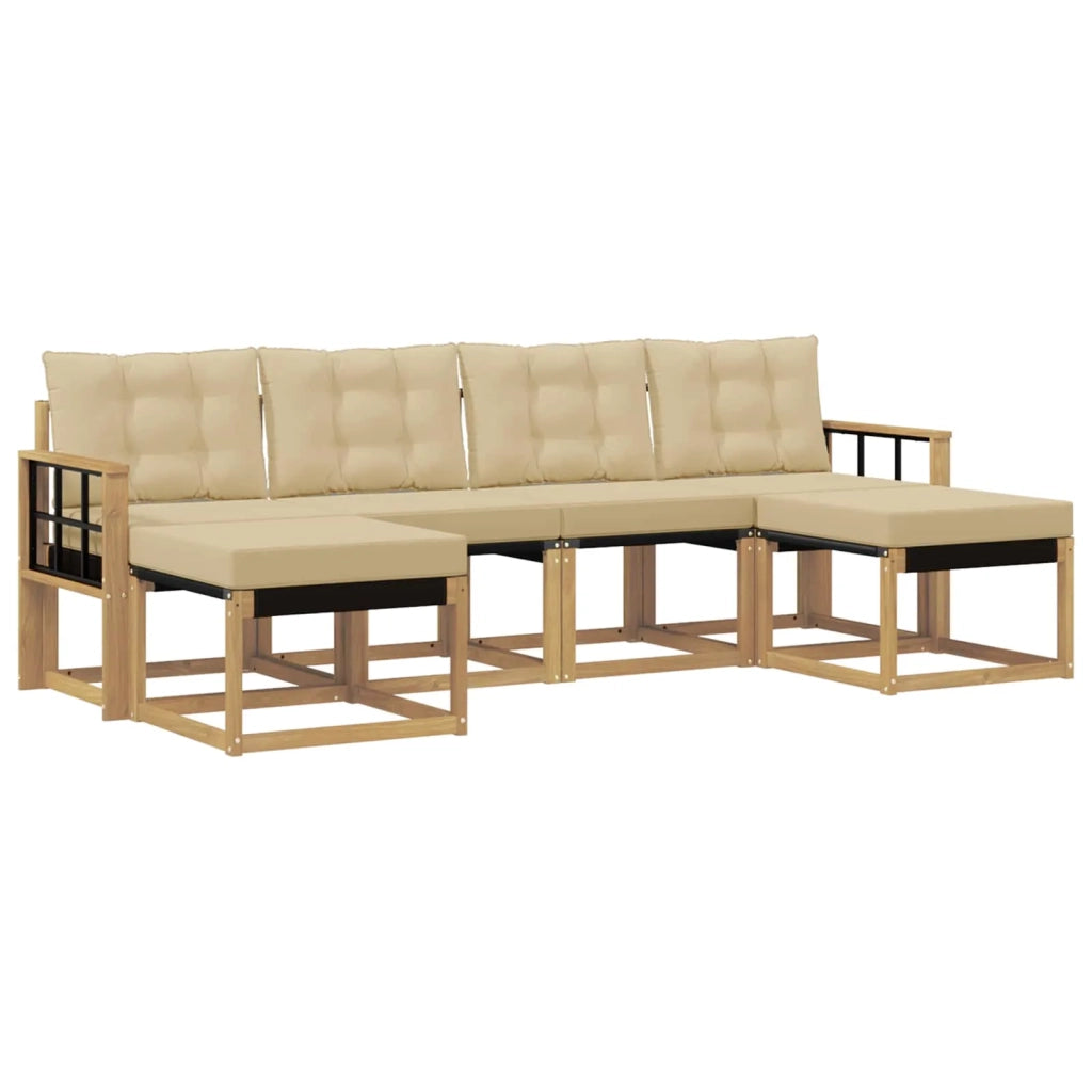 Set di divani da esterno con cuscino 6 pcs Bianco e Beige