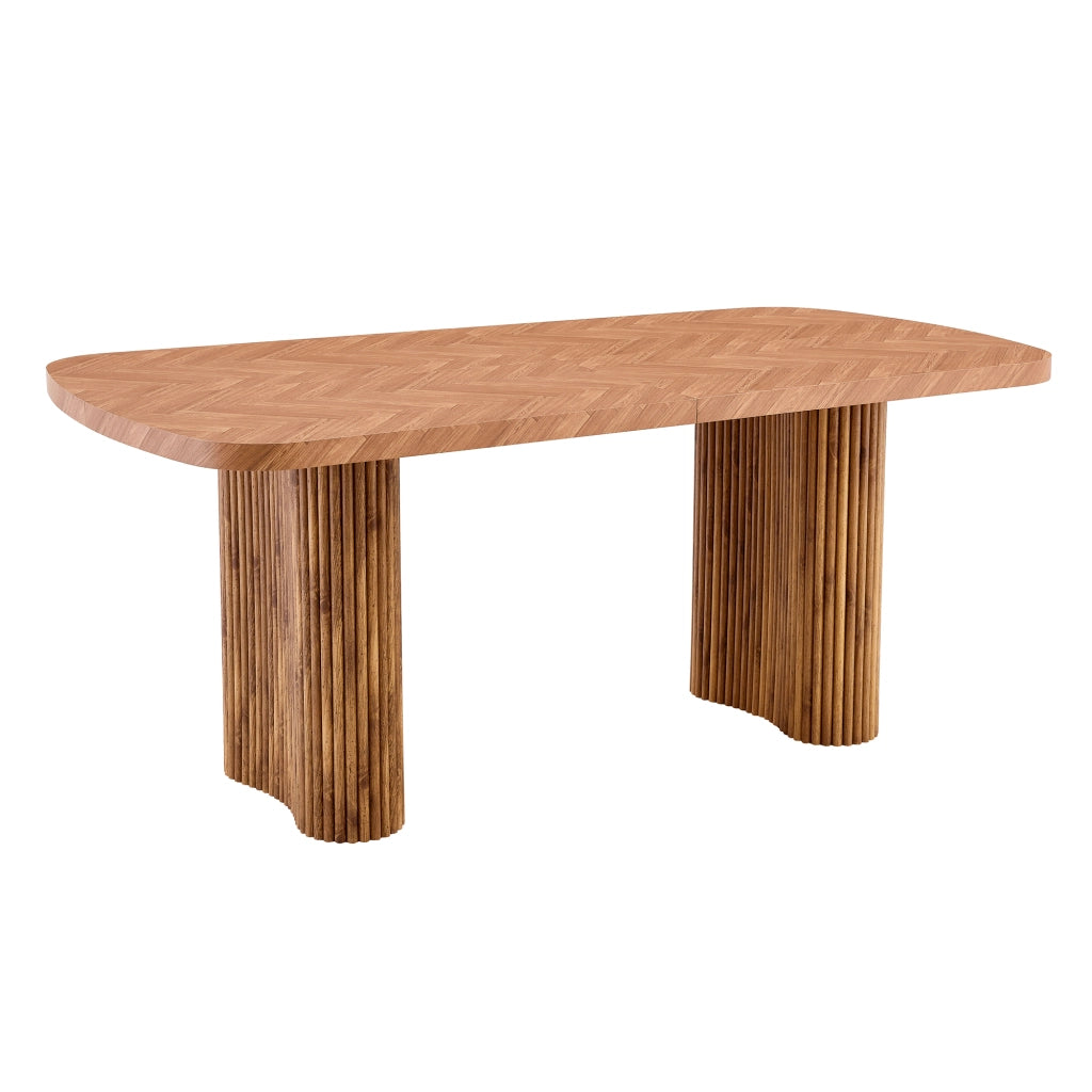 Tavolo da Pranzo in Legno con Base a Colonna ¨C MINIMAL ¨C Noce, Rettangolare 180x90 cm