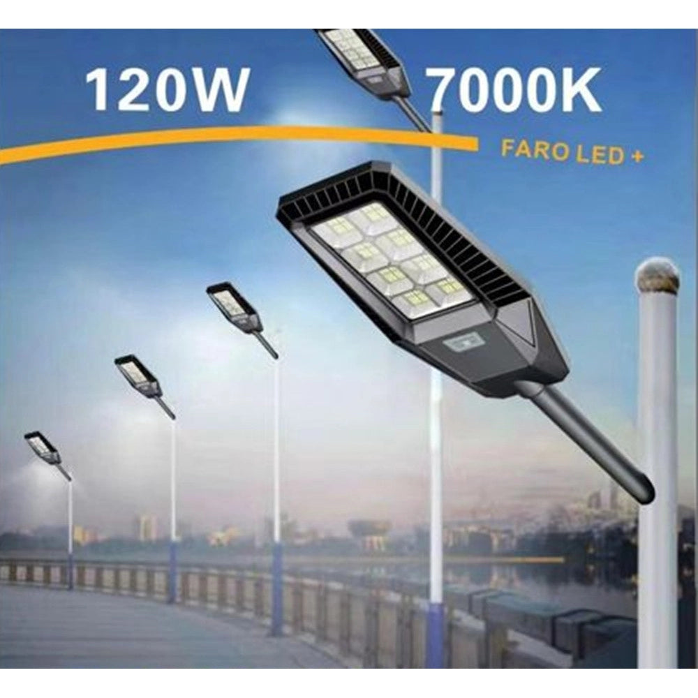 Trade Shop - Lampione Stradale Faro A Led Solare Per Esterno 120 W Luce 7000k Sl-606-200-7000k -