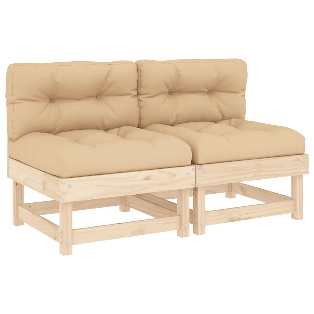 Divano componibile-Divani Centrali con Cuscini 2 pz in Legno Massello di Pino 712530