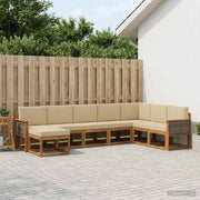 Set di divani da esterno 8 pz Naturale e Beige 3385449