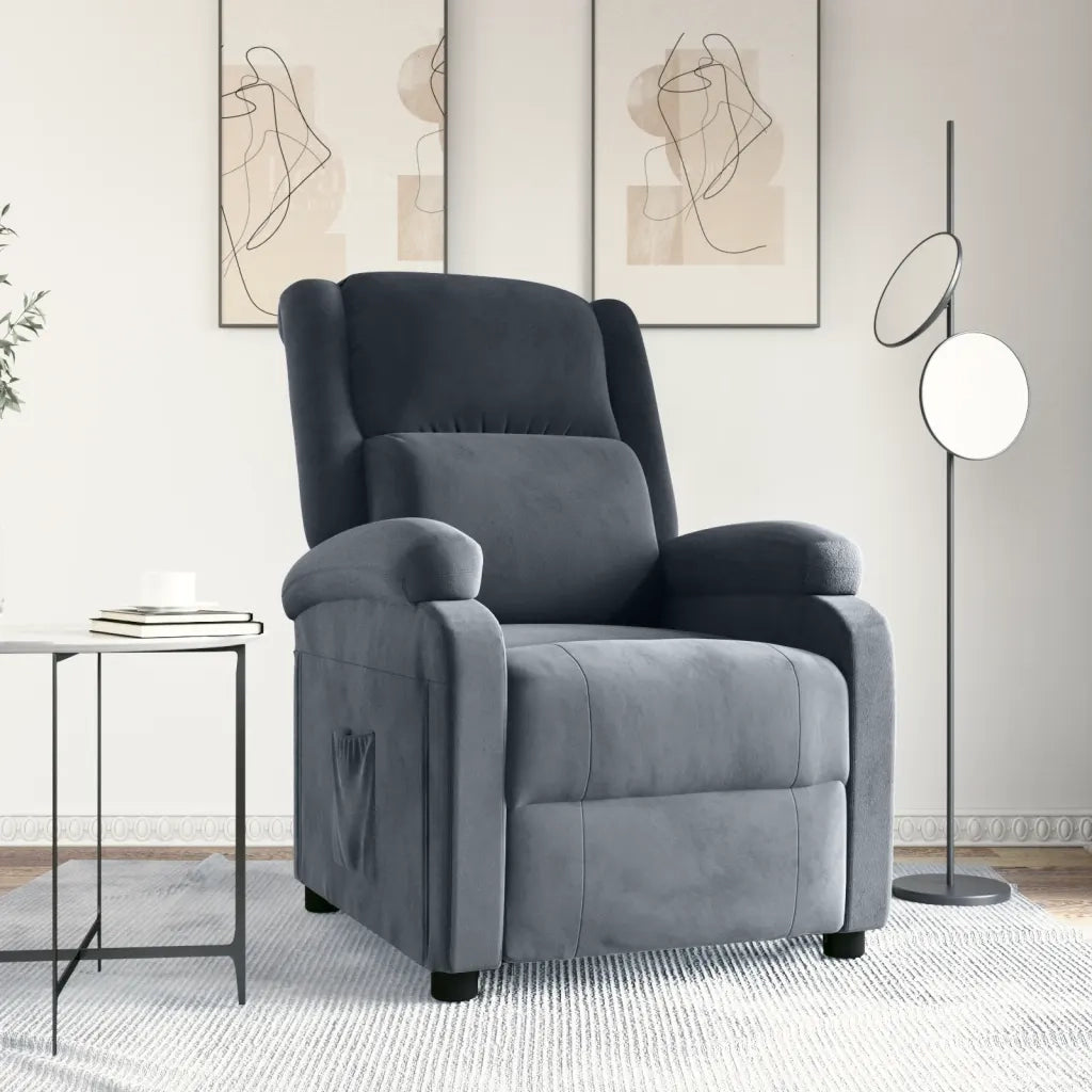 Poltrona Reclinabile Grigio Scuro in Velluto 342400