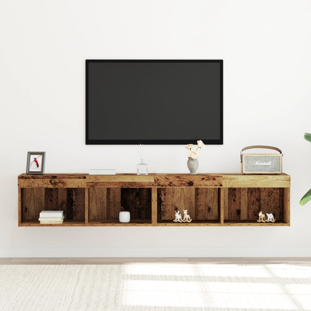 Armadi per TV  con luci LED 2 pz Legno antico 80x30x30 cm