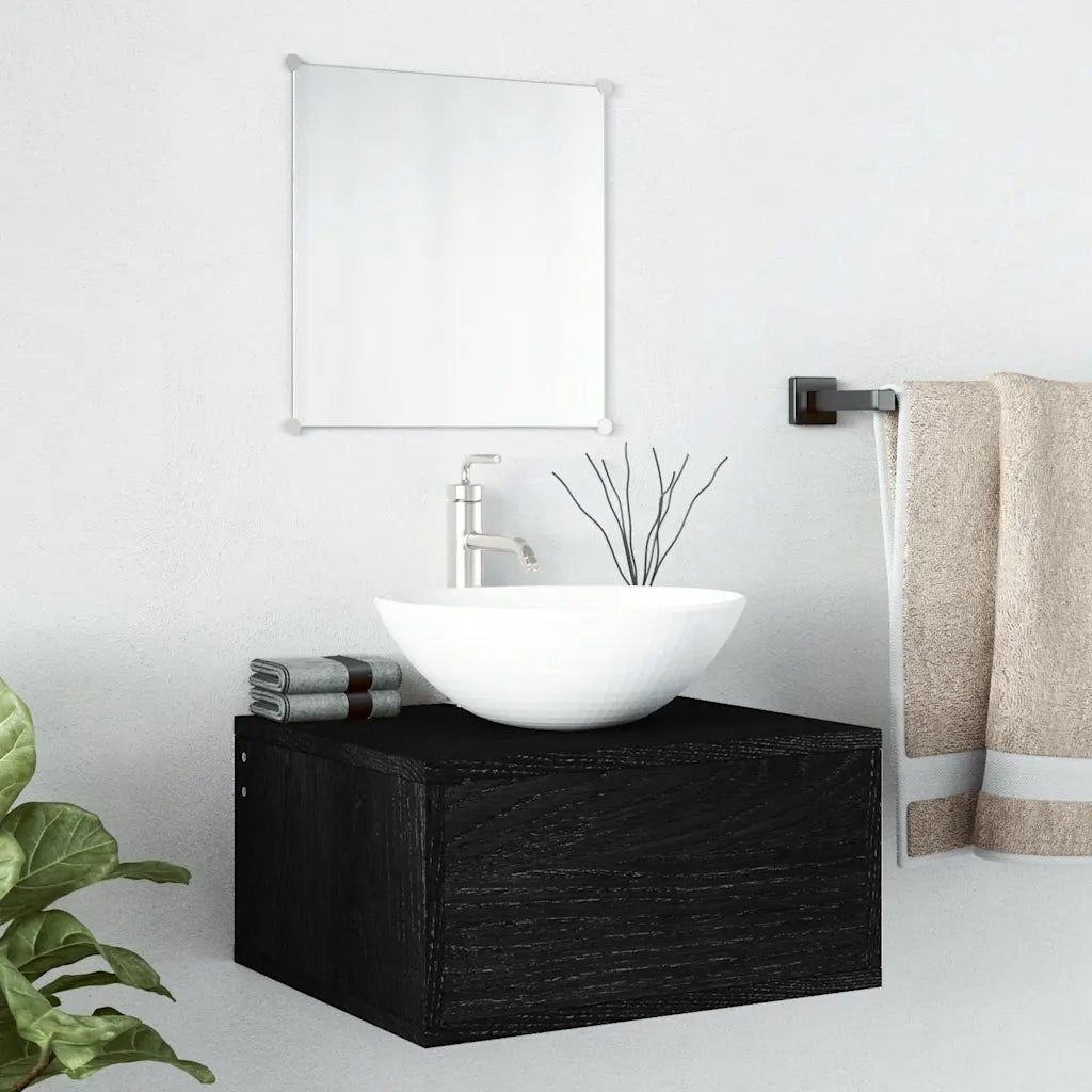 Set Mobili da Bagno | Armadio da bagno 2 pz Nero in Legno Multistrato