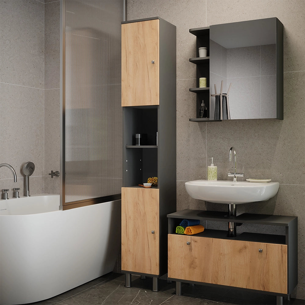 Mobile alto Fynn Antracite/Rovere dorato 30 x 190 cm Vicco
