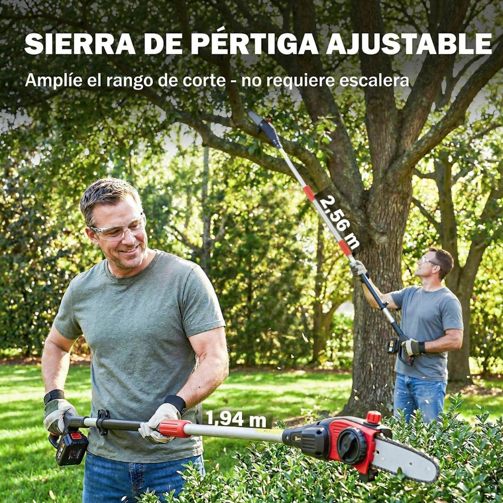 Motosega Elettrica Telescopica ¨C zephmum ¨C con 2 Baterie 4.0 Ah e Caricabatterie Doppio