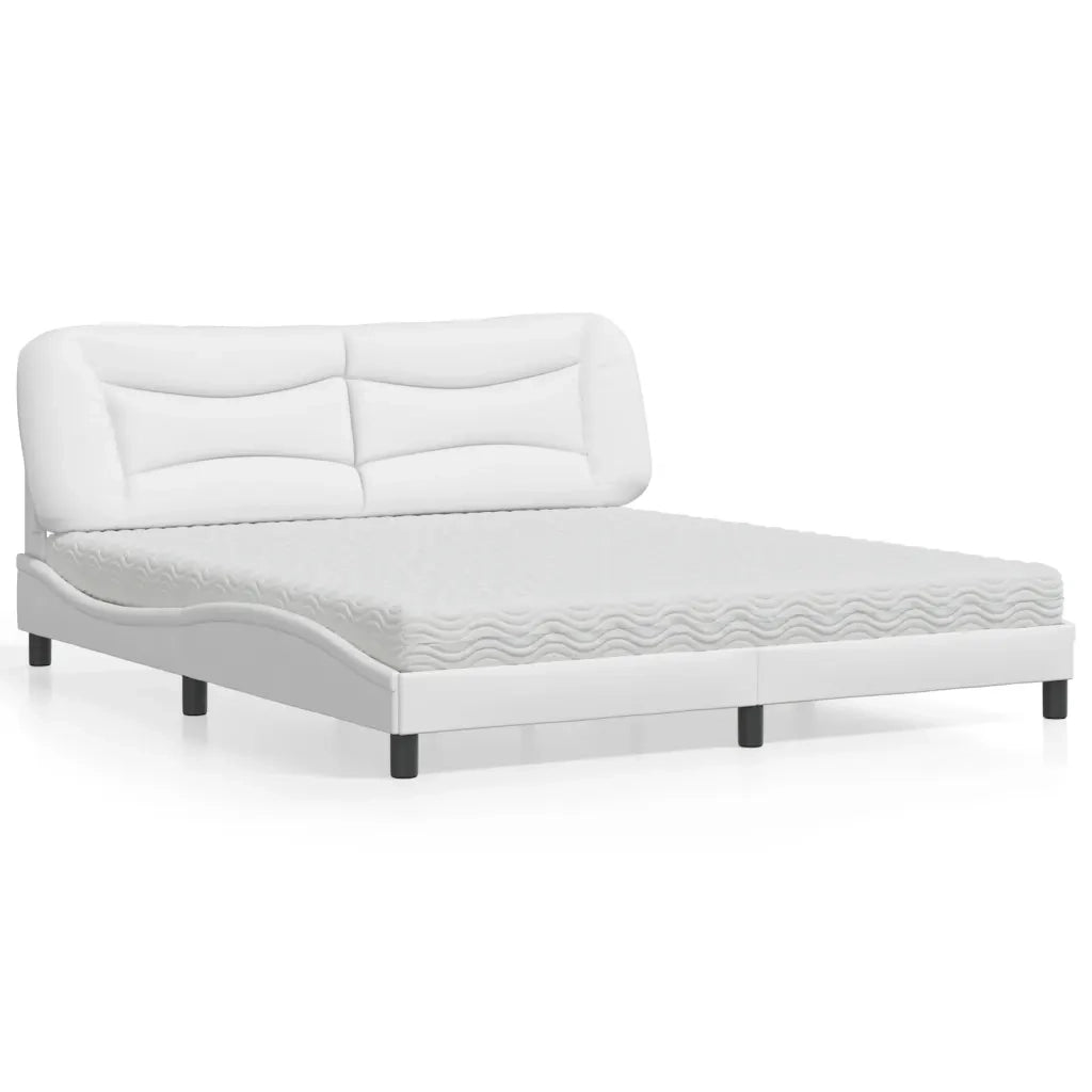 Letto con Materasso Hvar Bianco 180x200 cm in Similpelle