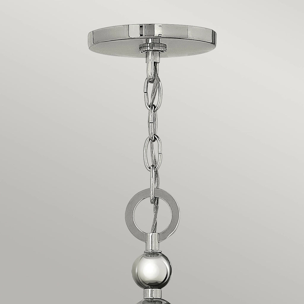Lampadario Contemporaneo Zelda In Acciaio Nichel Lucido Vetro 3 Luci E27