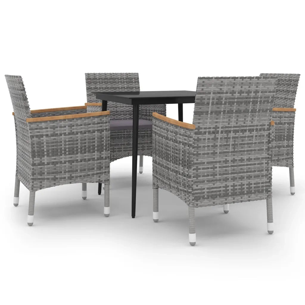 Set da Pranzo per Giardino 5 pz con Cuscini Polyrattan e Vetro cod mxl 38813
